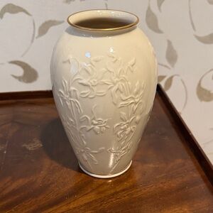Lenox Cream Vase with Floral Embossing